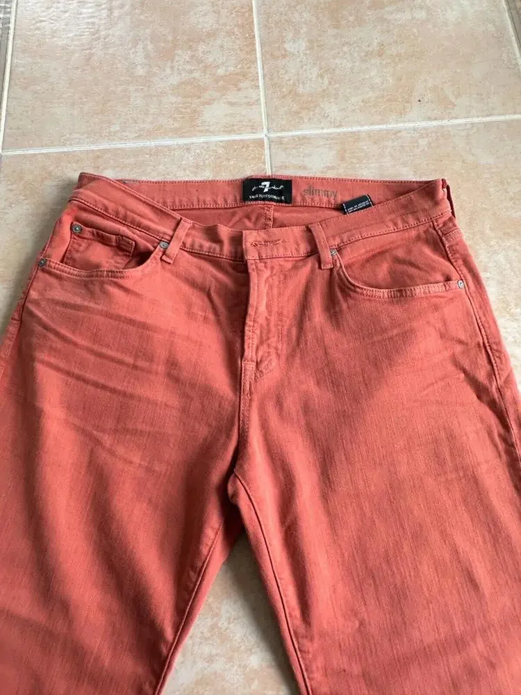 7 for‎ all mankind jeans slimmy straight orange terracotta Men size 34 x 29.5